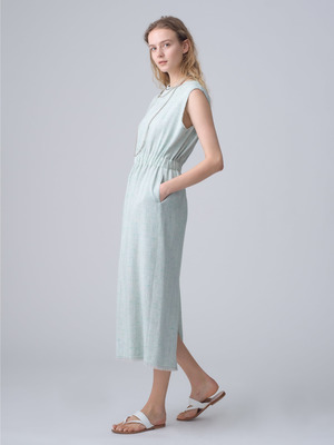Melange Vis Linen Sleeveless Dress  詳細画像 light green