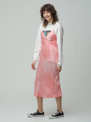 Vee Midi Hand Dye Silk Slip Dress 詳細画像 pink