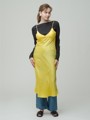 Vee Midi Hand Dye Silk Slip Dress 詳細画像 yellow