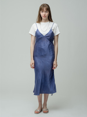 Vee Midi Hand Dye Silk Slip Dress 詳細画像 indigo