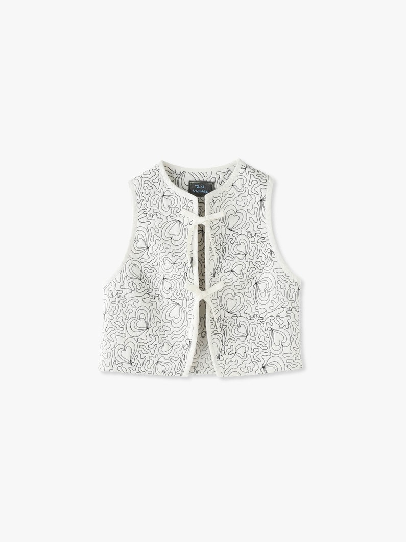 Embroidery Quilted Vest 詳細画像 black 2