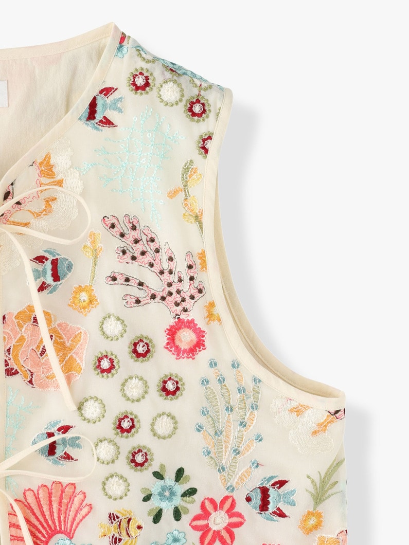 Flower Embroidery Vest 詳細画像 ivory 7