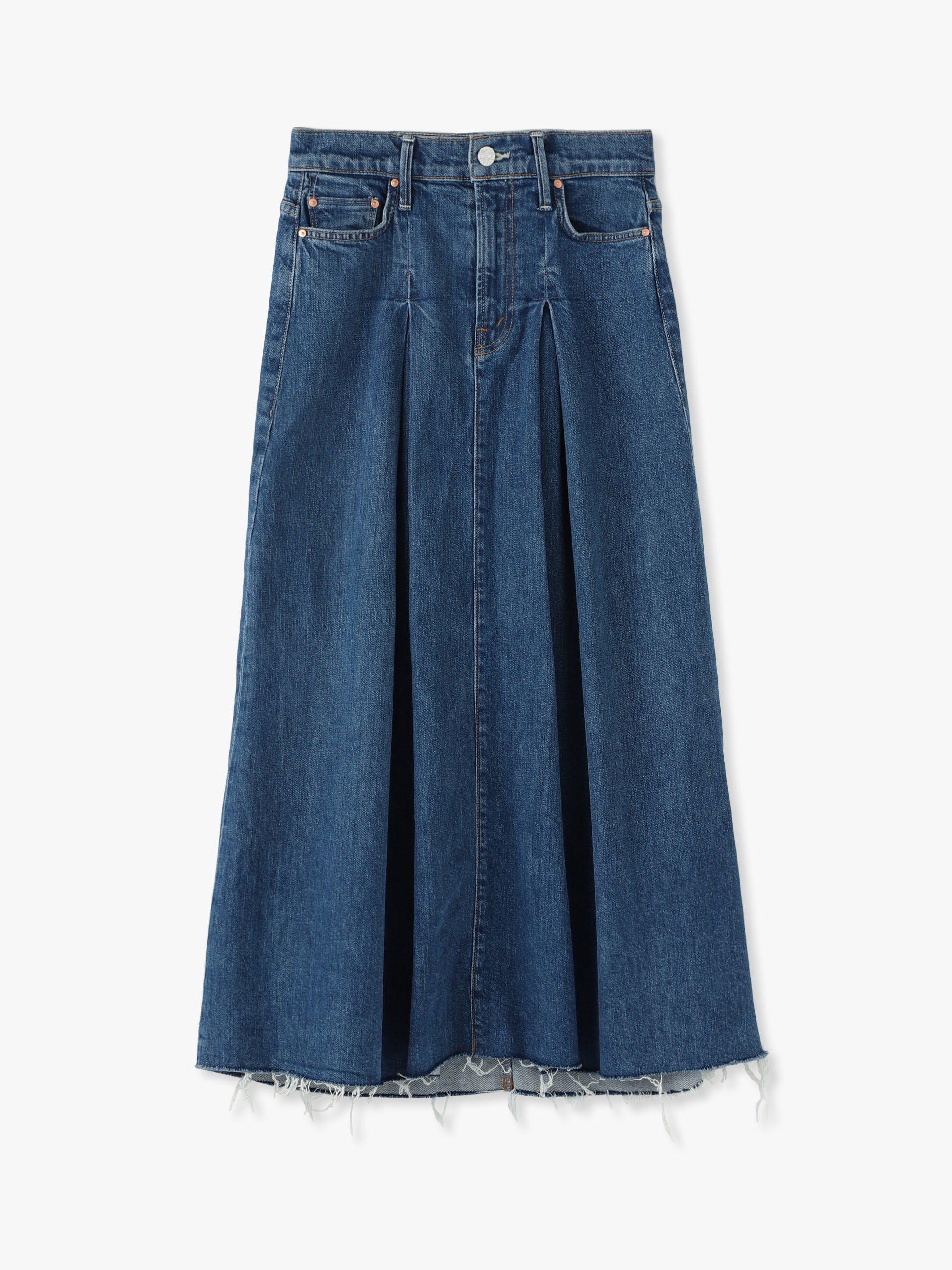 The Pleated Fray Maxi Denim Skirt｜MOTHER(マザー)｜Ron Herman
