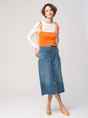 Organic Cotton High Waist Denim Skirt 詳細画像 blue