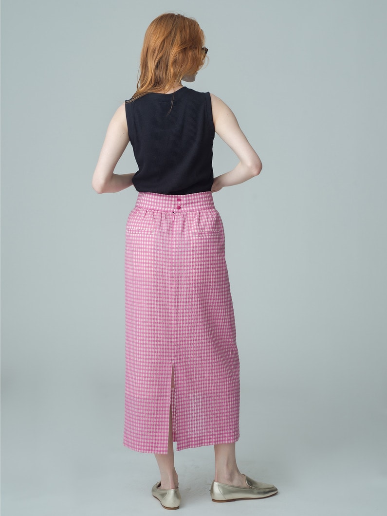 Checkered Seersucker Skirt 詳細画像 pink 2