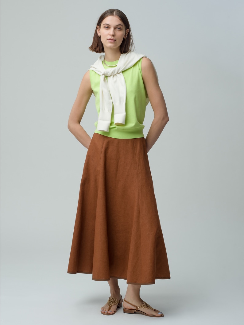 Linen Flared Skirt 詳細画像 brown 1