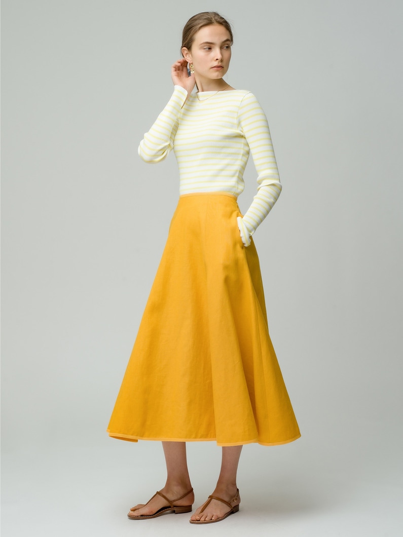 Linen Flared Skirt 詳細画像 yellow 1