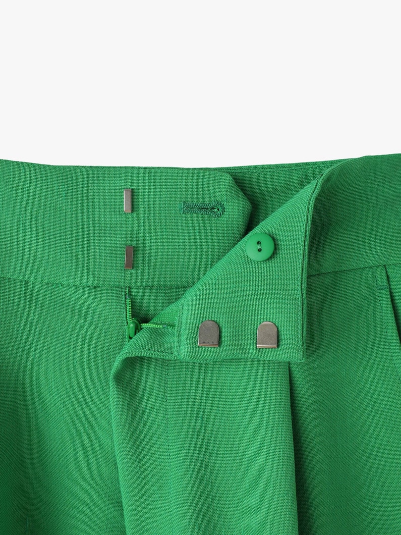 Linen Polyester Cropped Pants 詳細画像 green 6