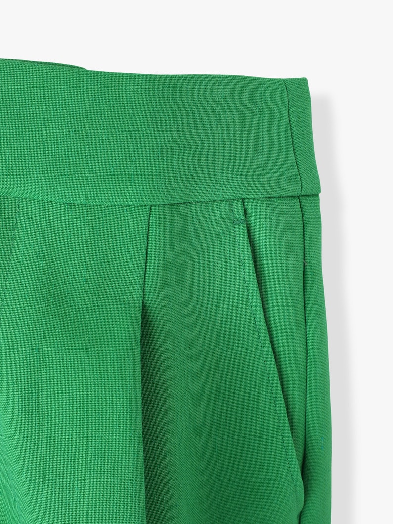 Linen Polyester Cropped Pants 詳細画像 green 7