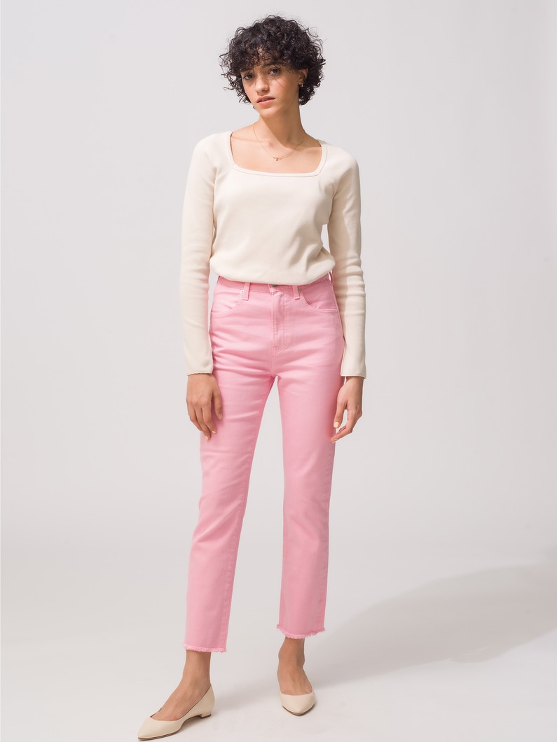 Twill Cutoff Pink Denim Pants 詳細画像 pink 1