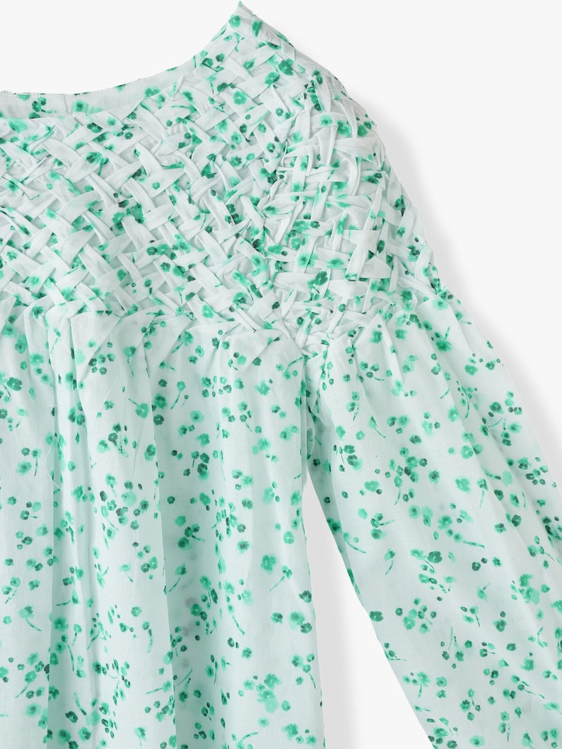 Songes Green Mini Floral Print Shirt 詳細画像 green 6