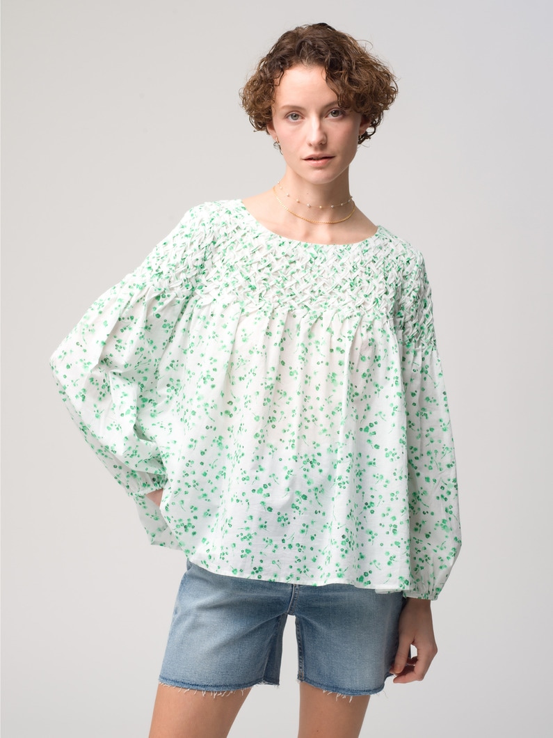 Songes Green Mini Floral Print Shirt 詳細画像 green 1