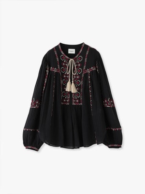 Kiledia Embroidery Cotton Blouse 詳細画像 black