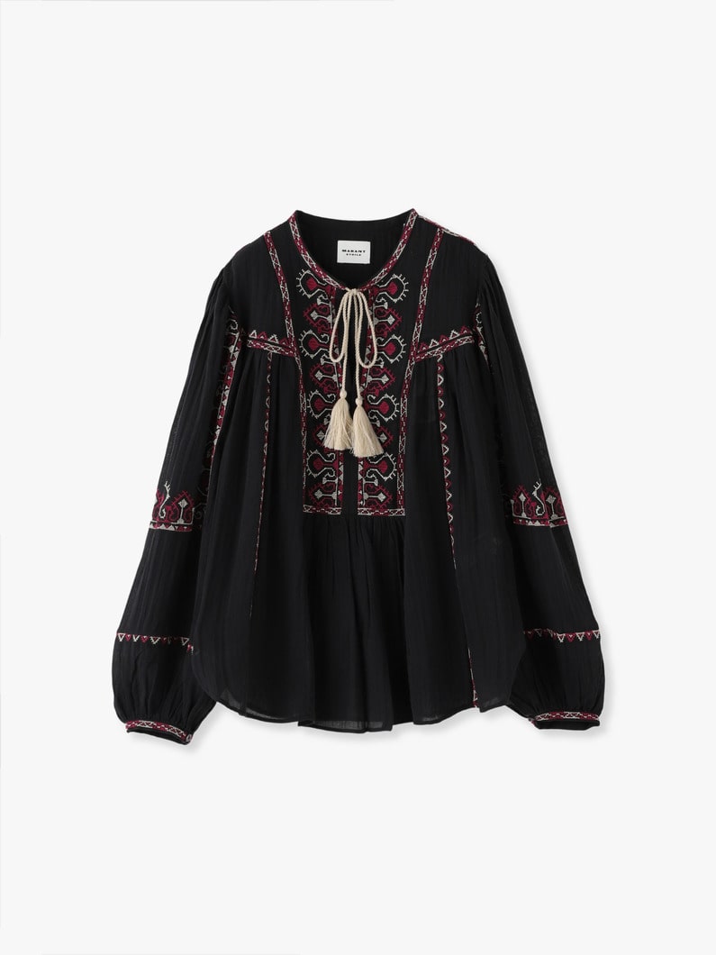 Kiledia Embroidery Cotton Blouse 詳細画像 black 1