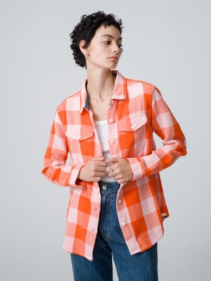 Blanket Checked Shirt (blue/pink/women) 詳細画像 pink