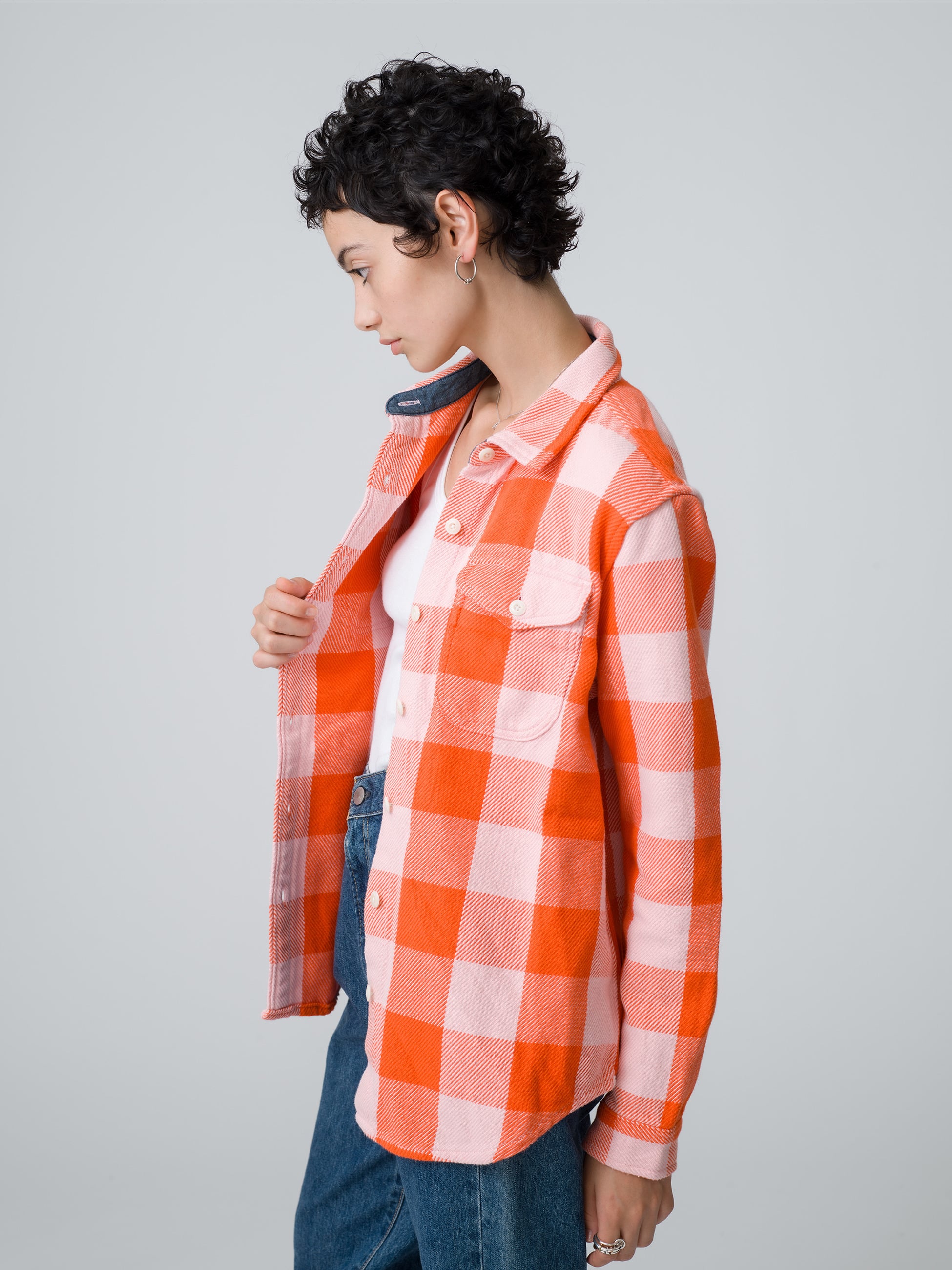 Blanket Checked Shirt (blue/pink/women)｜OUTERKNOWN(アウターノウン