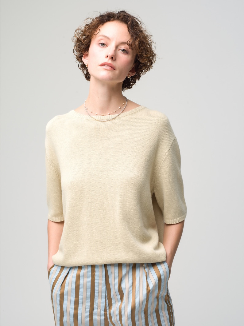 Sania Half Sleeve Knit Pullover 詳細画像 white 1