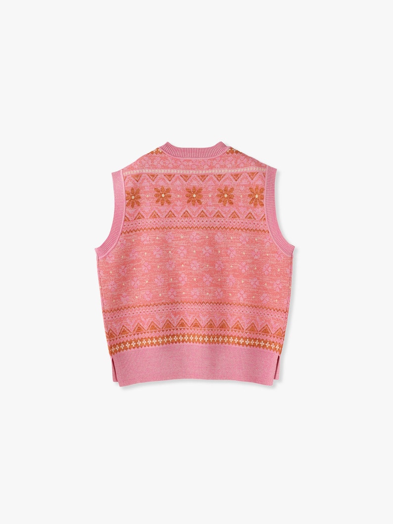 Flower Jacquard Knit Vest 詳細画像 pink 3