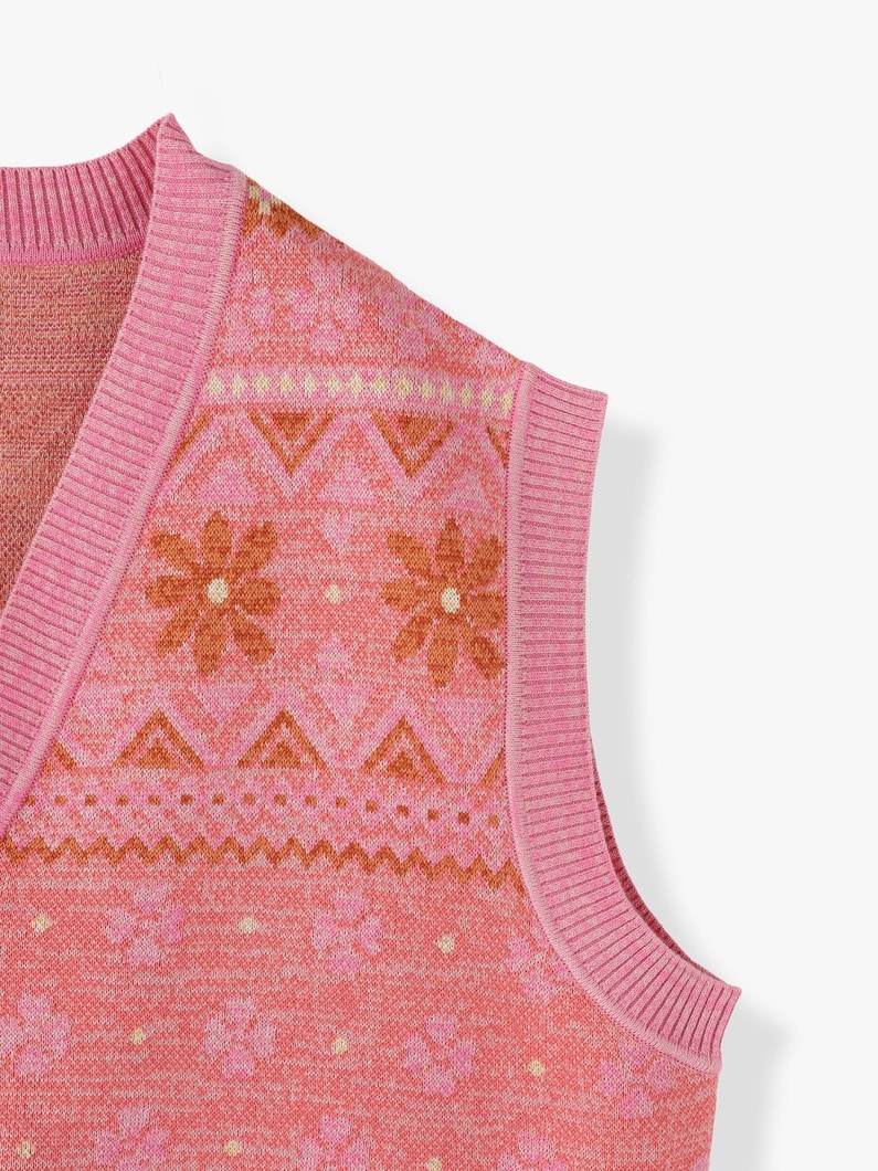 Flower Jacquard Knit Vest 詳細画像 pink 5