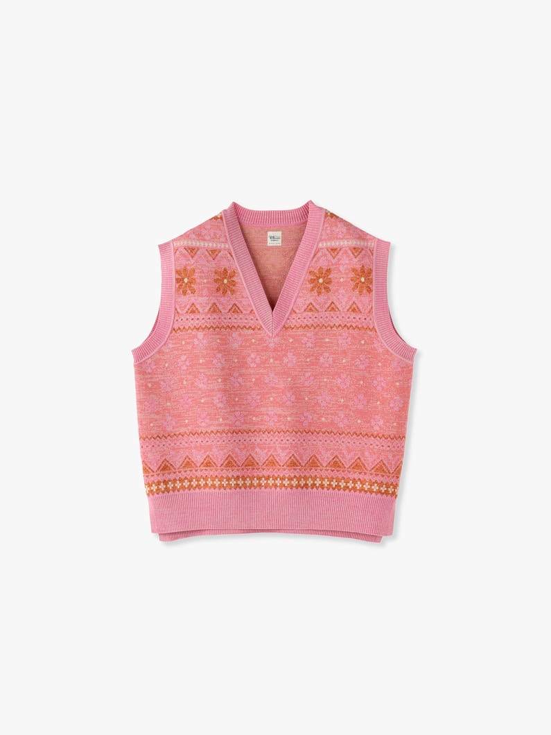 Flower Jacquard Knit Vest 詳細画像 pink 2