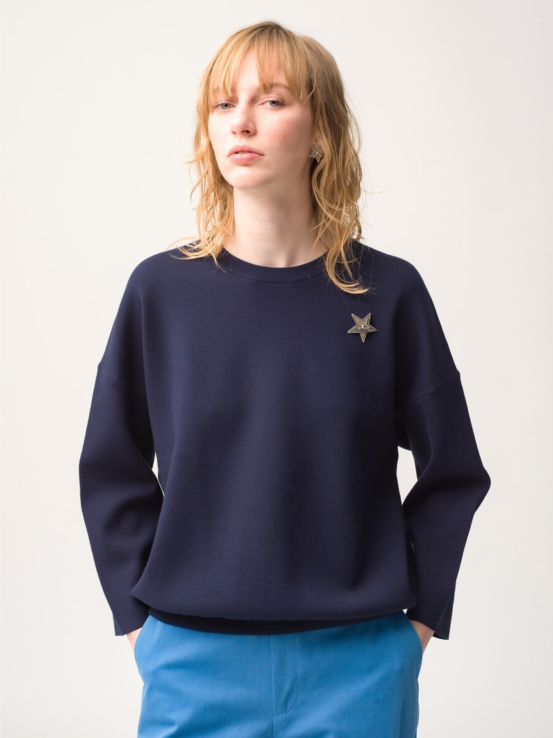 Double Jacquard Smooth Knit Pullover 詳細画像 navy 1