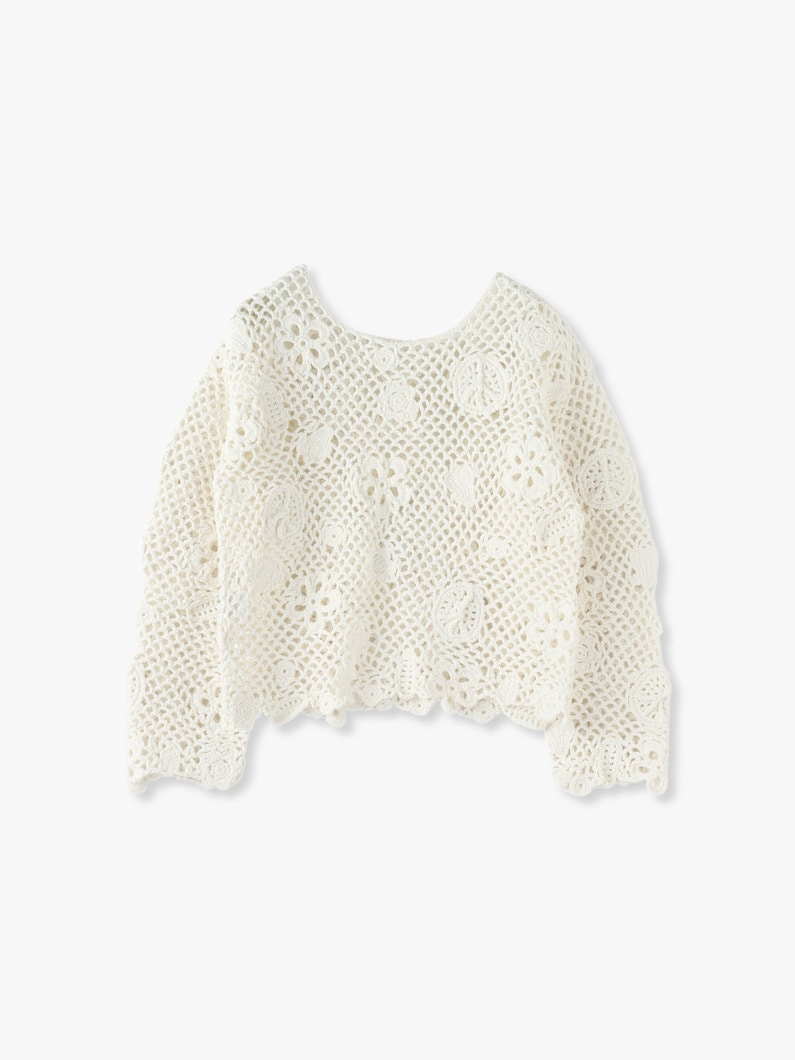 Organic Cotton Motif Knit Pullover 詳細画像 white 4