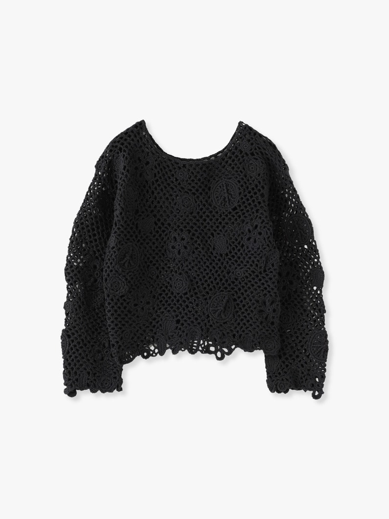 Organic Cotton Motif Knit Pullover 詳細画像 charcoal gray 3