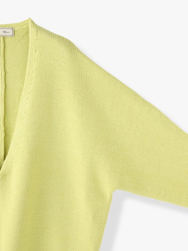 Cotton Cashmere Low Gauge V Neck Knit Pullover 詳細画像 yellow 6