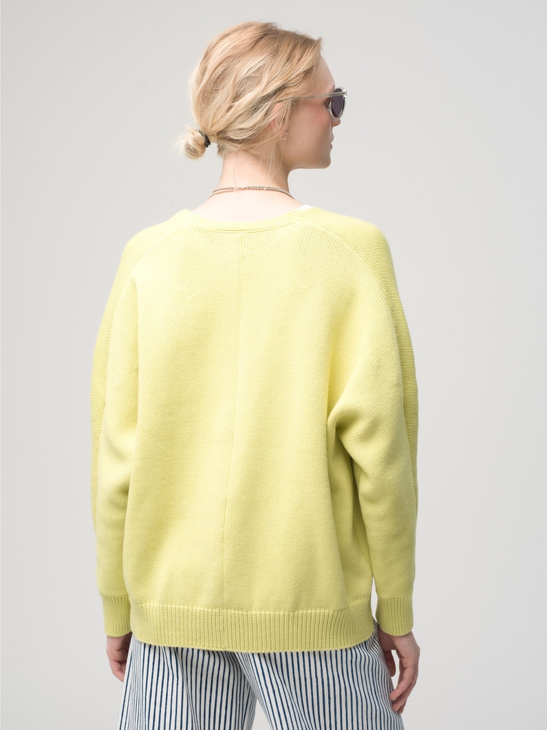 Cotton Cashmere Low Gauge V Neck Knit Pullover 詳細画像 yellow 2