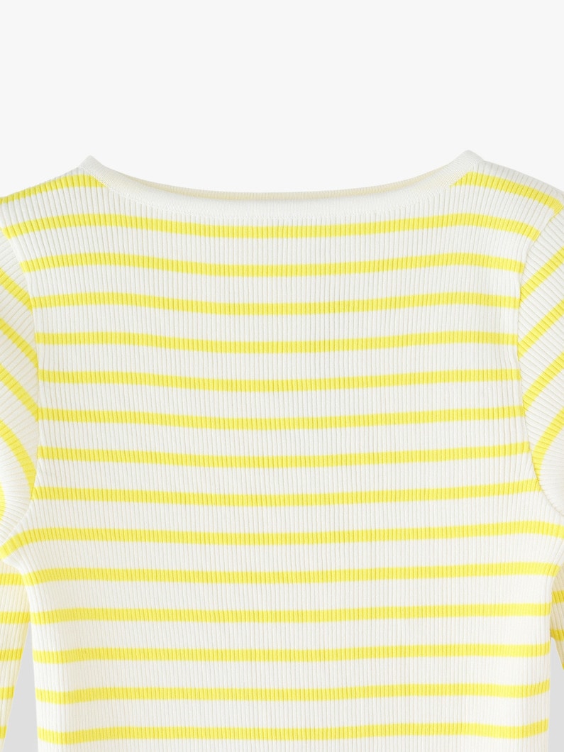 Giza Boat Neck Pullover (yellow striped) 詳細画像 yellow 4