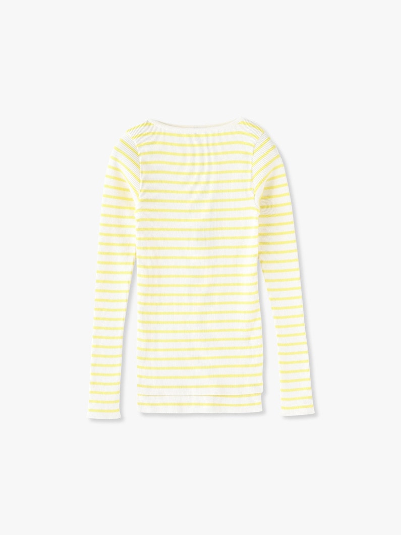 Giza Boat Neck Pullover (yellow striped) 詳細画像 yellow 2