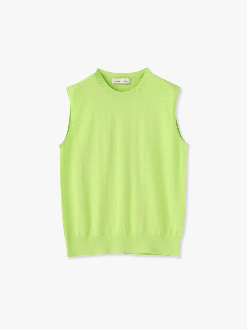 Light Silk Cotton Knit Sleeveless Top 詳細画像 yellow green 2