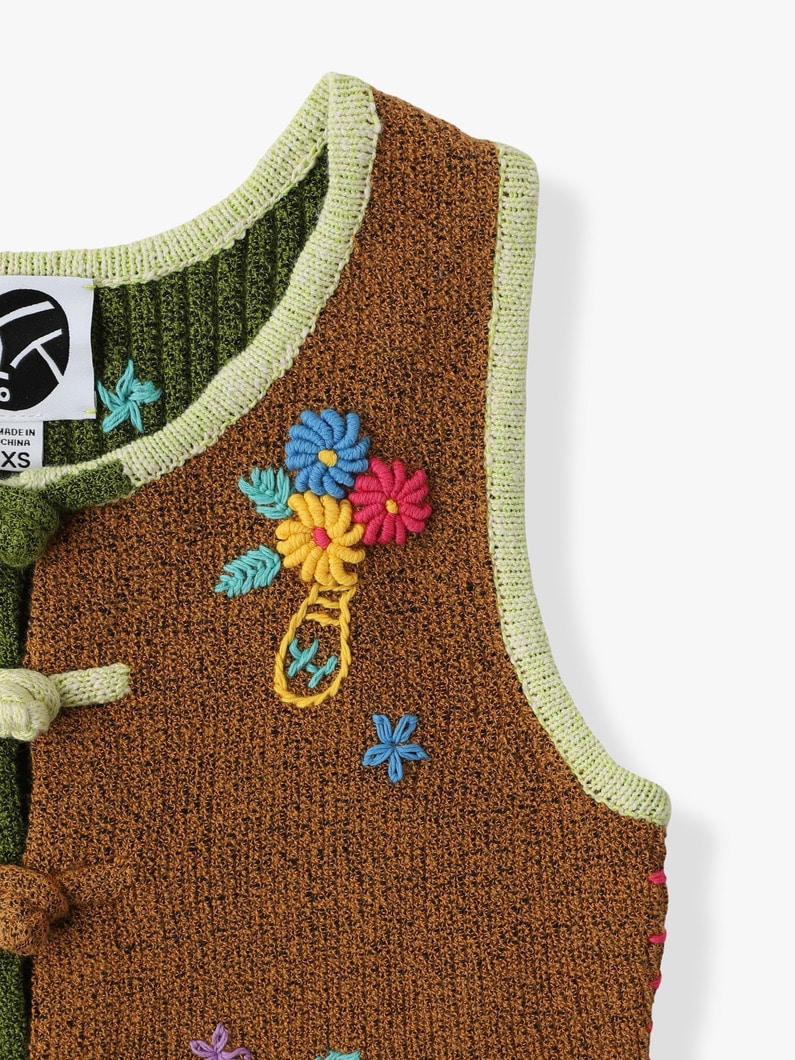 Tweedle Shrunken Embroidery Cropped Vest 詳細画像 green 6