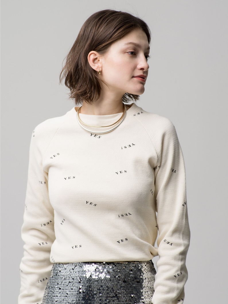 YES Print Waffle Pullover 詳細画像 ivory 1
