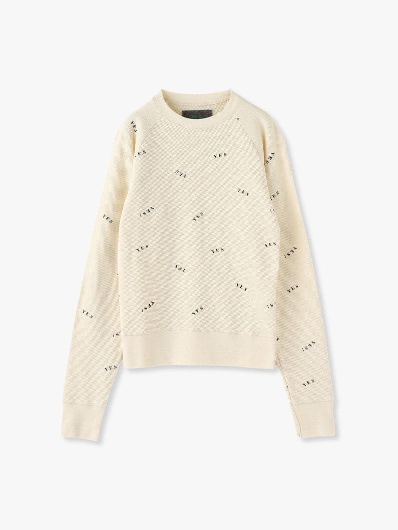 YES Print Waffle Pullover 詳細画像 ivory 3