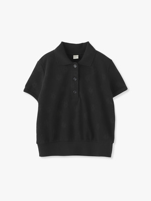 Flower Waffle Polo Shirt 詳細画像 black