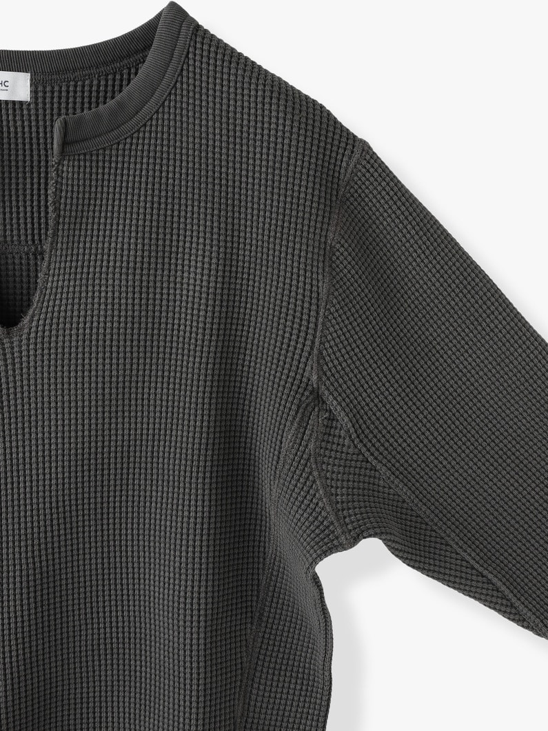 Waffle Slit Neck Pullover 詳細画像 charcoal gray 6