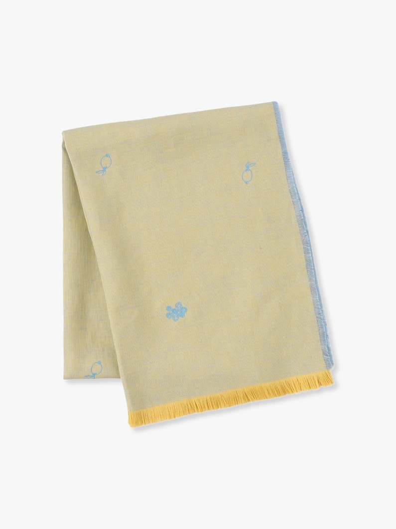 Two Tone Embroidery Linen Stole 詳細画像 yellow 2