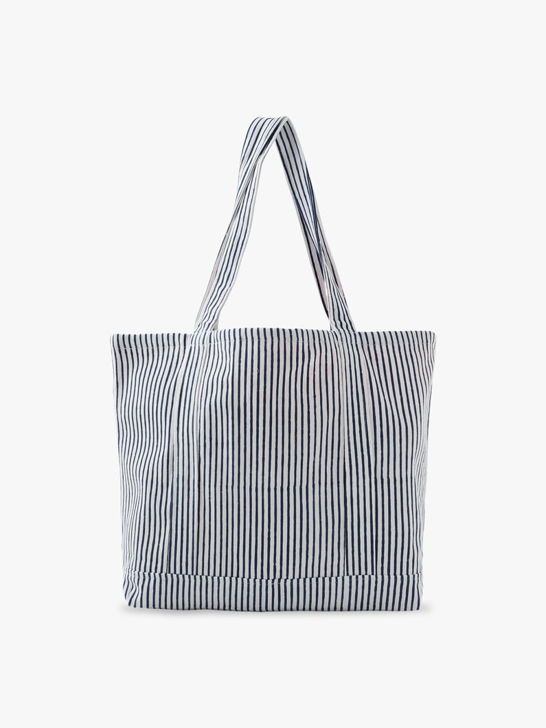 Small Thin Striped Tote Bag (navy) 詳細画像 navy 3