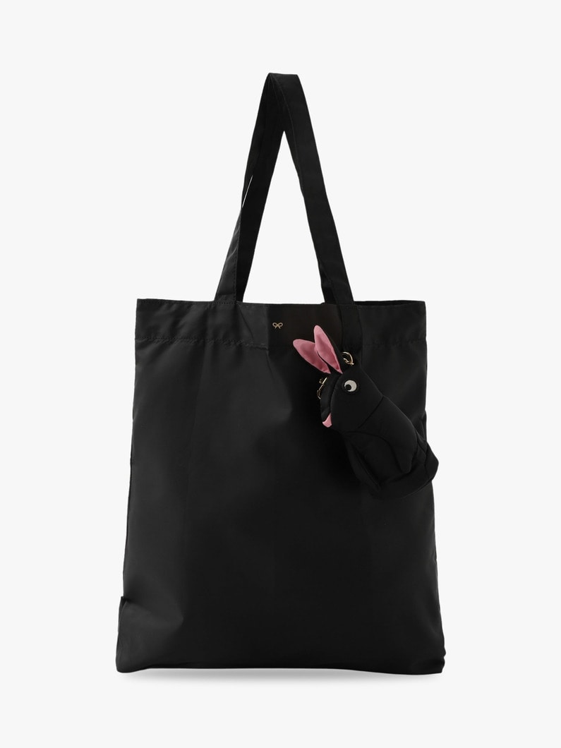 Rabbit in Black Charm Shopper Tote Bag 詳細画像 black 2