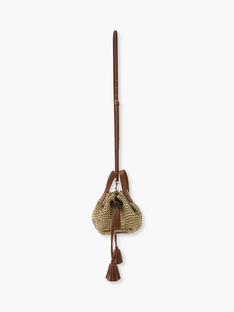 Small Drawstring Tote in Natural Bucket Bag (beige) 詳細画像 beige 4