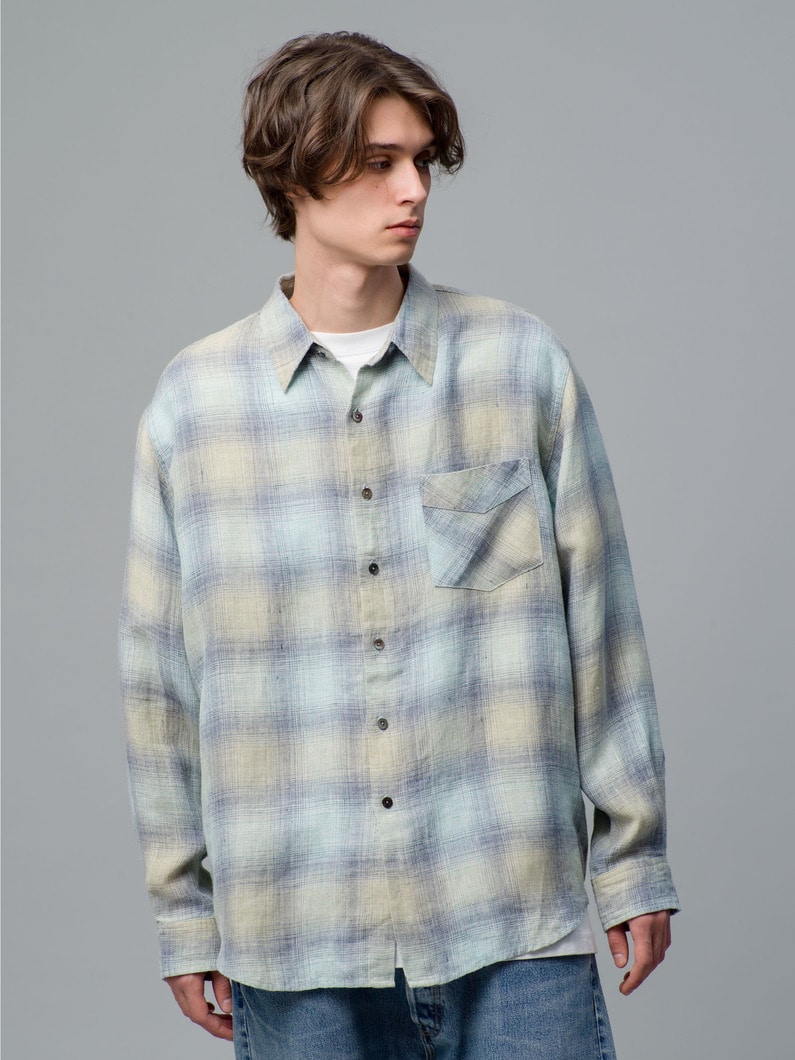 Ombre Checked Shirt 詳細画像 green 1