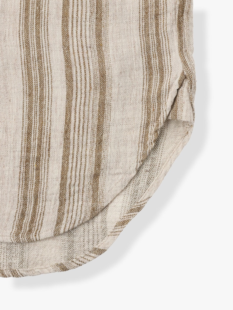 Linen Silk Striped Band Collar Shirt 詳細画像 khaki 4