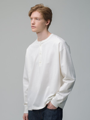 Tight Tension Henley Neck Long Sleeve Tee 詳細画像 off white