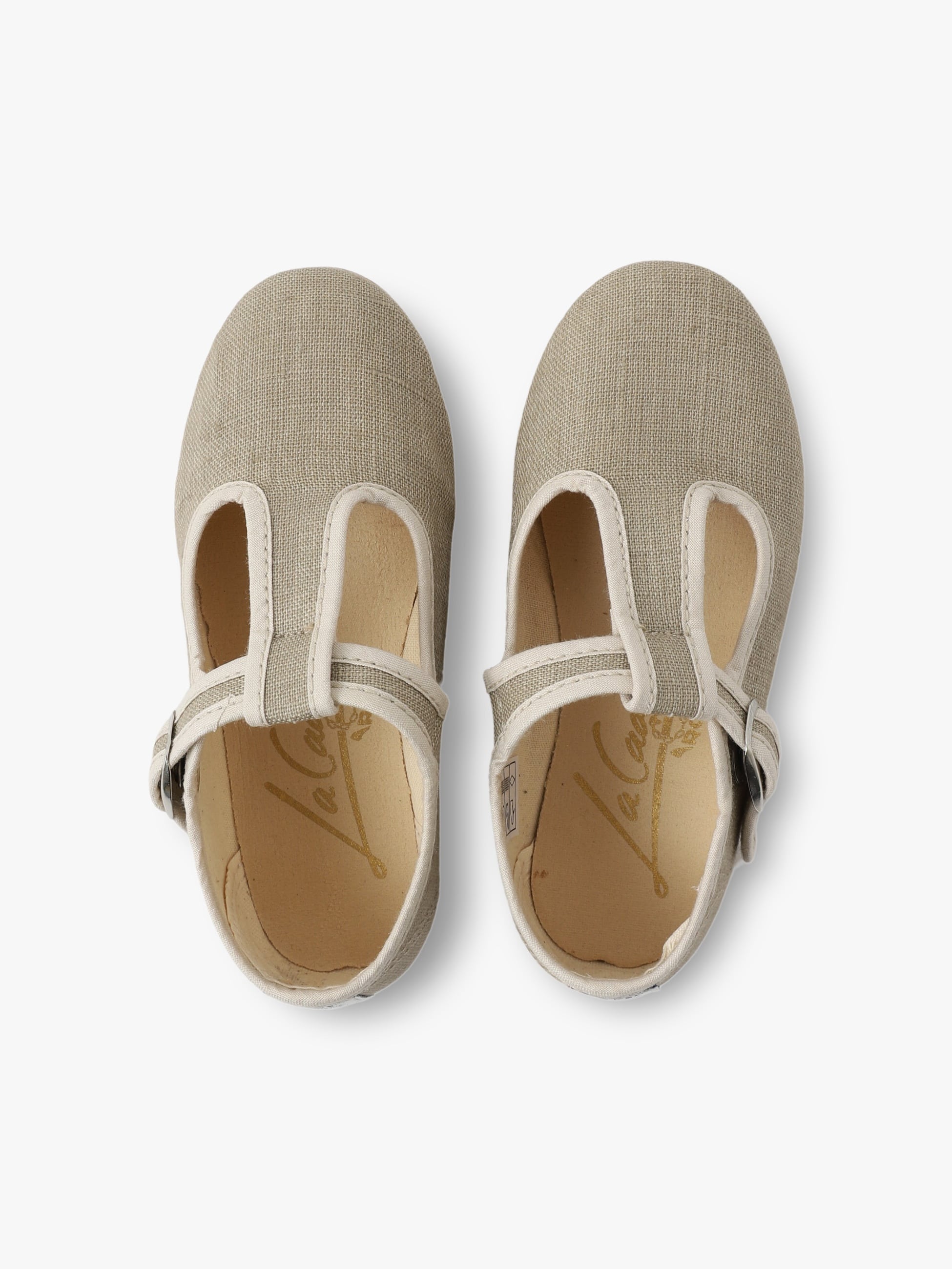 Trim Piping Sandalia Alta T Strap Linen Shoes (kids/14-17cm) 詳細画像 beige 4
