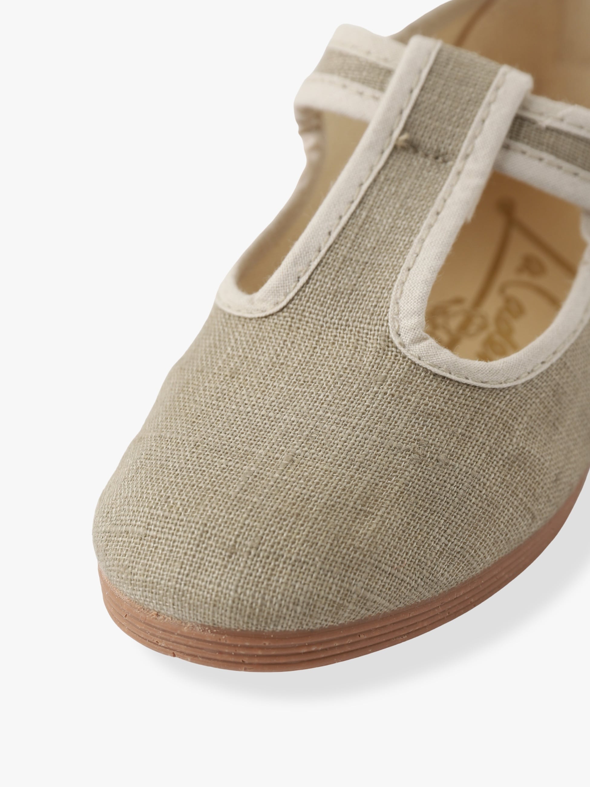 Trim Piping Sandalia Alta T Strap Linen Shoes (kids/14-17cm) 詳細画像 beige 6