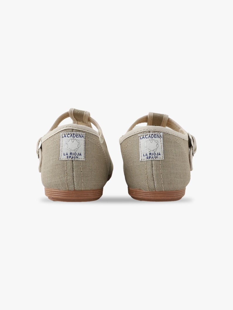 Trim Piping Sandalia Alta T Strap Linen Shoes (kids/19.5-20.5cm) 詳細画像 beige 5