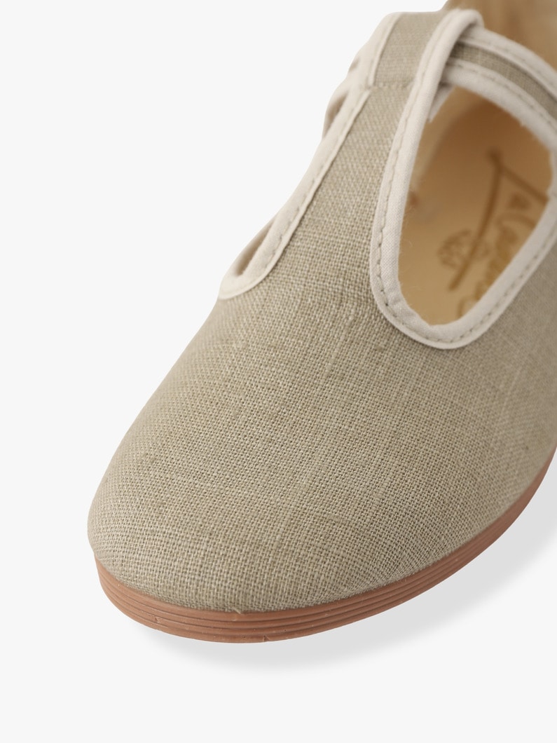 Trim Piping Sandalia Alta T Strap Linen Shoes (kids/19.5-20.5cm) 詳細画像 beige 6