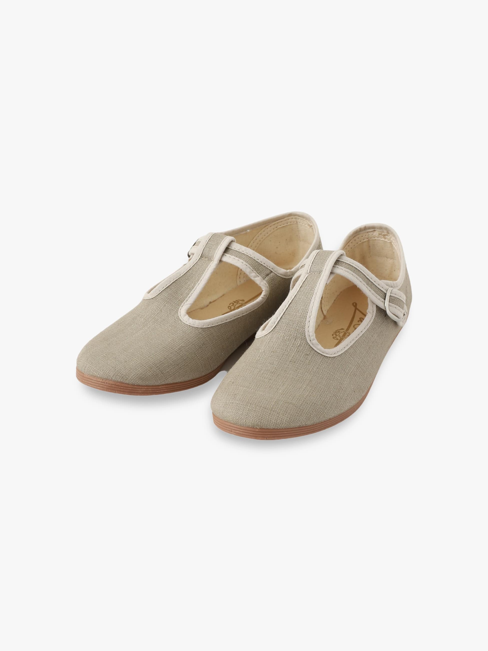 Trim Piping Sandalia Alta T Strap Linen Shoes (kids/19.5-20.5cm