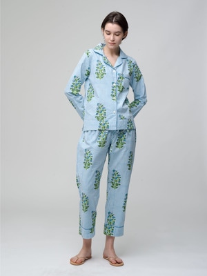 Pajamas Set (Aneeza Print & Thin Stripe) 詳細画像 blue